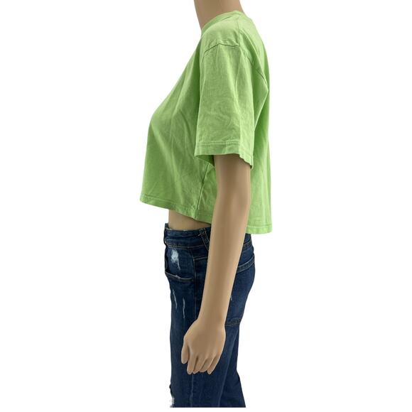 Truly Madly Deeply (S) Green Worn In Distressed Crop Top Tee Shirt - Picture 3 of 7